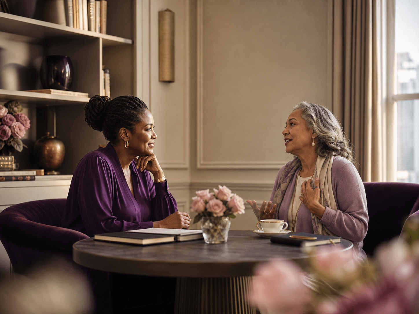 Two women in a thoughtful coaching conversation